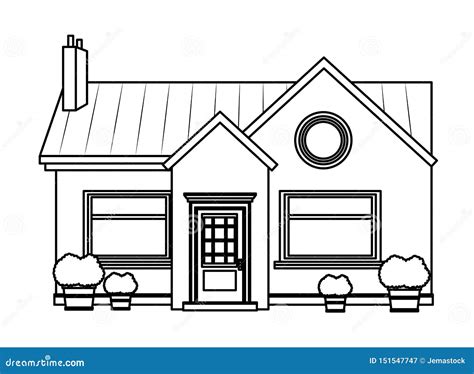 Cartoon House Black White Illustrations & Vectors .